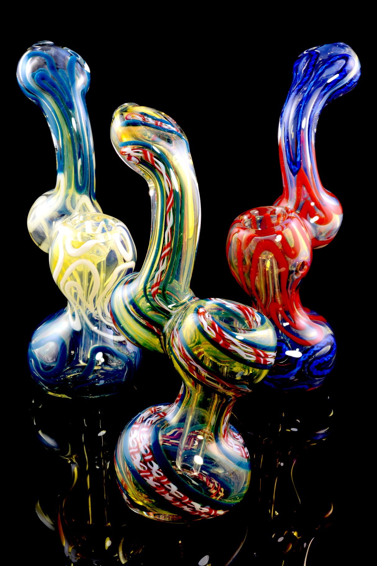 Medium Color Changing Striped Glass Sherlock Bubbler - B1033