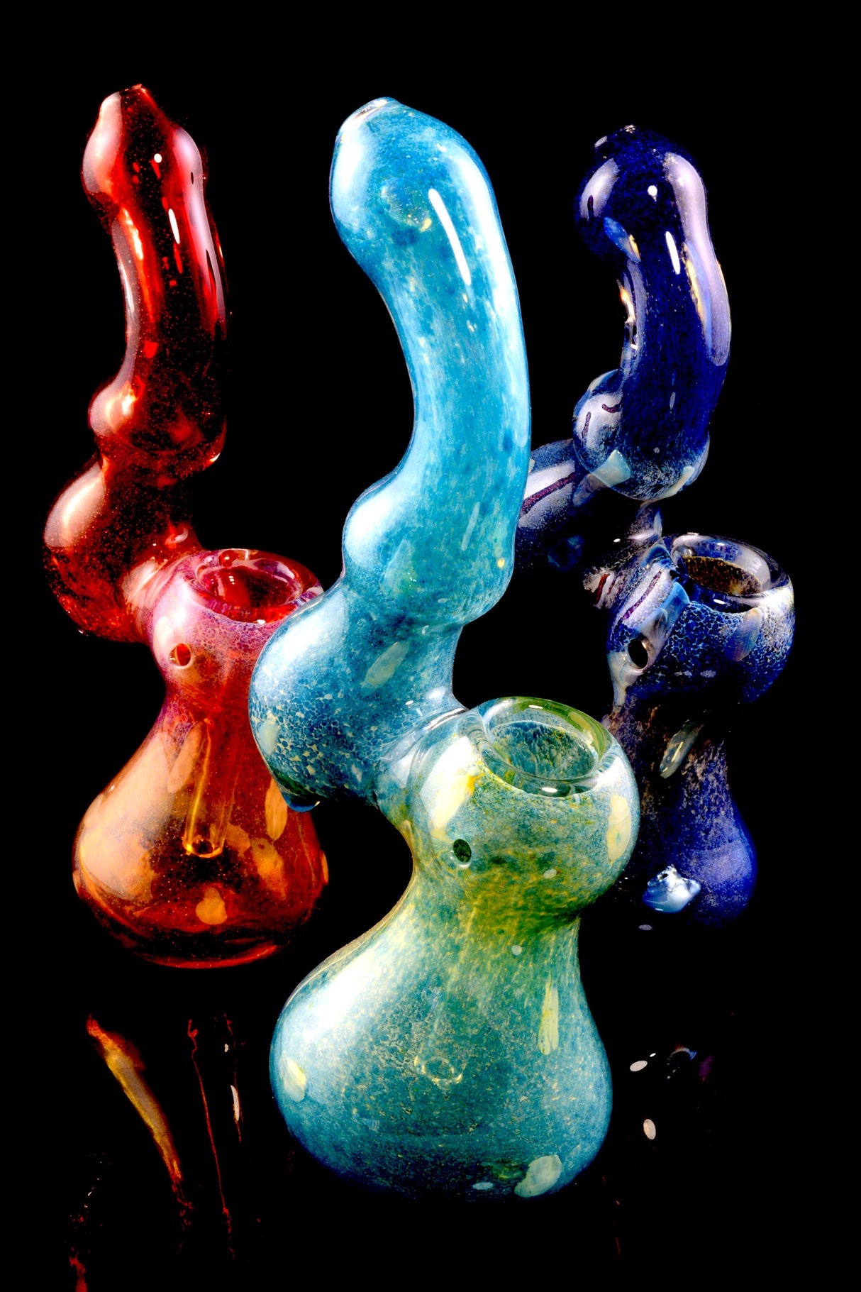 Medium Silver Fumed Frit Sherlock Glass Bubbler - B1059