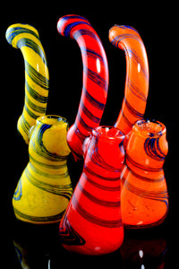 Large Striped Frit Sherlock Glass Bubbler - B1116