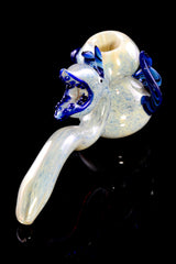 8" Large Thick Color Changing Silver Fumed Spiky Monster Glass Hammer Bubbler - B1237