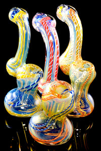 Small Color Changing Multicolor Striped Glass Sherlock Bubbler - B1254