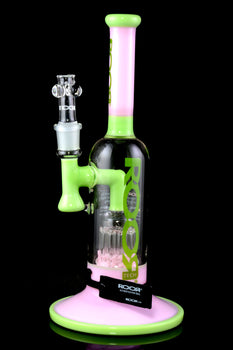RooR Tech Multicolor Glass on Glass Bubbler Water Pipe with Ten Arm Tree Perc - B1279