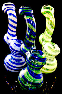 Small Multicolor Spiral Striped Glass Sherlock Bubbler - B1283