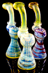 Small Color Changing Swirl Striped Sherlock Glass Bubbler - B1286