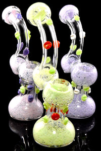 Clear Neon Frit Glass Sherlock Bubbler - B1314
