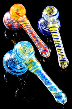 Small Spiral Striped Color Changing Glass Hammer Bubbler - B1324