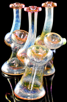 (US Made) Raked Color Changing Glass Sherlock Bubbler - B1328