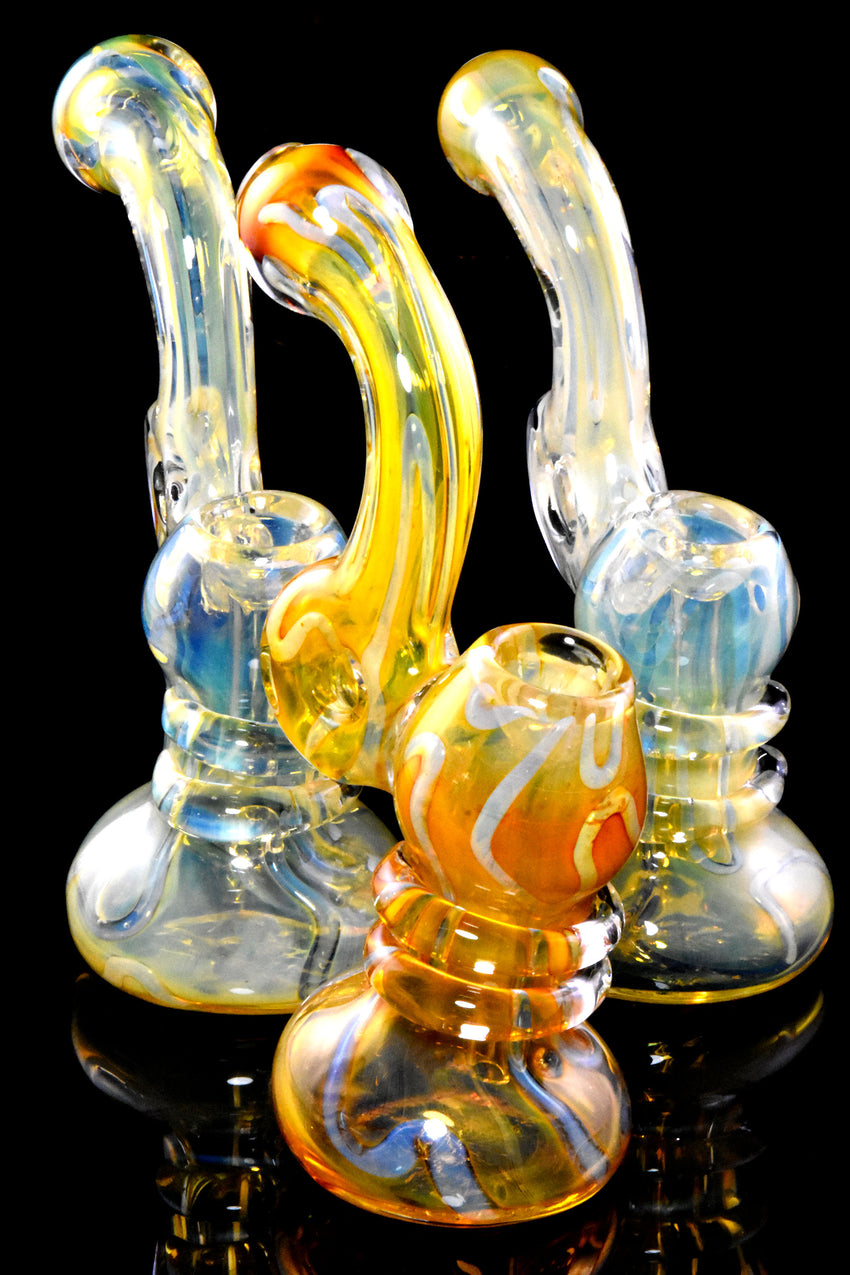 Small Color Changing Fumed Donut Hole Glass Sherlock Bubbler - B1331