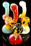 Small Dotted Gold Fumed Frit Glass Sherlock Bubbler - B1332