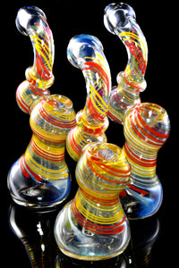 Small Swirl Striped Rasta Color Changing Glass Sherlock Bubbler - B1335