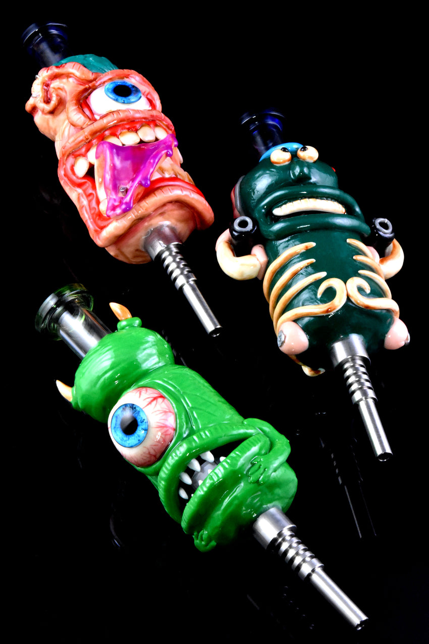 Colorful Monster Dab Straw with Tree Perc - B1337