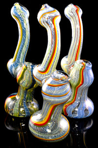 Medium Color Changing Rasta Striped Glass Sherlock Bubbler - B1357