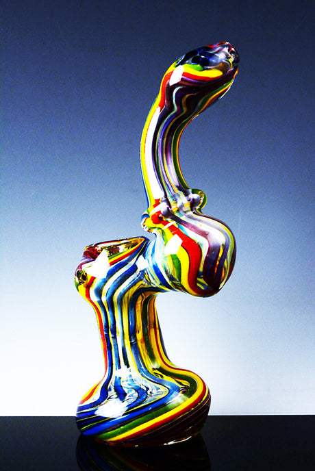 Large Silver Fumed Sherlock Rasta Bubbler - B592