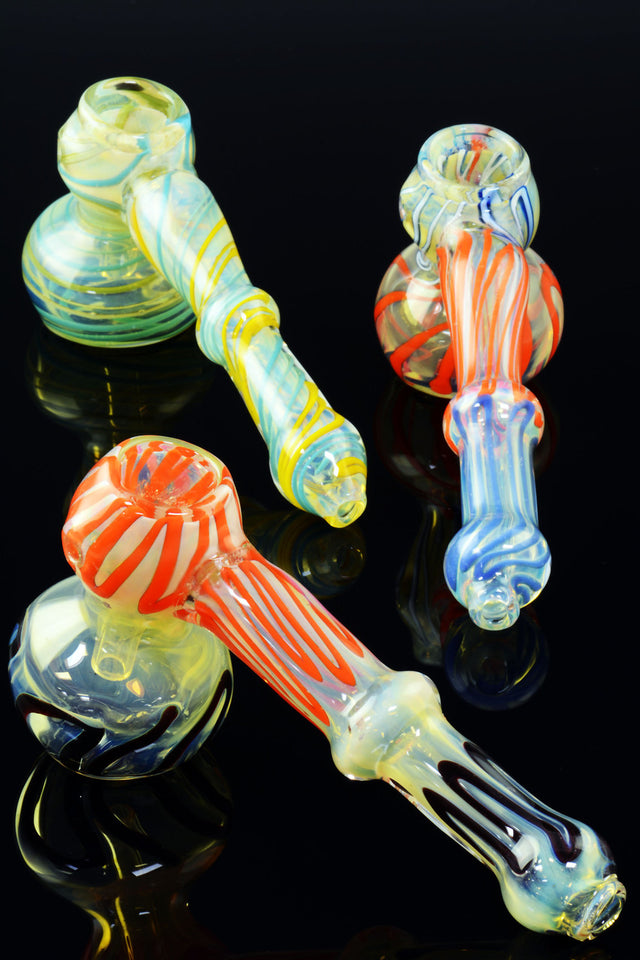 Medium Color Changing Striped Hammer Bubbler - B657
