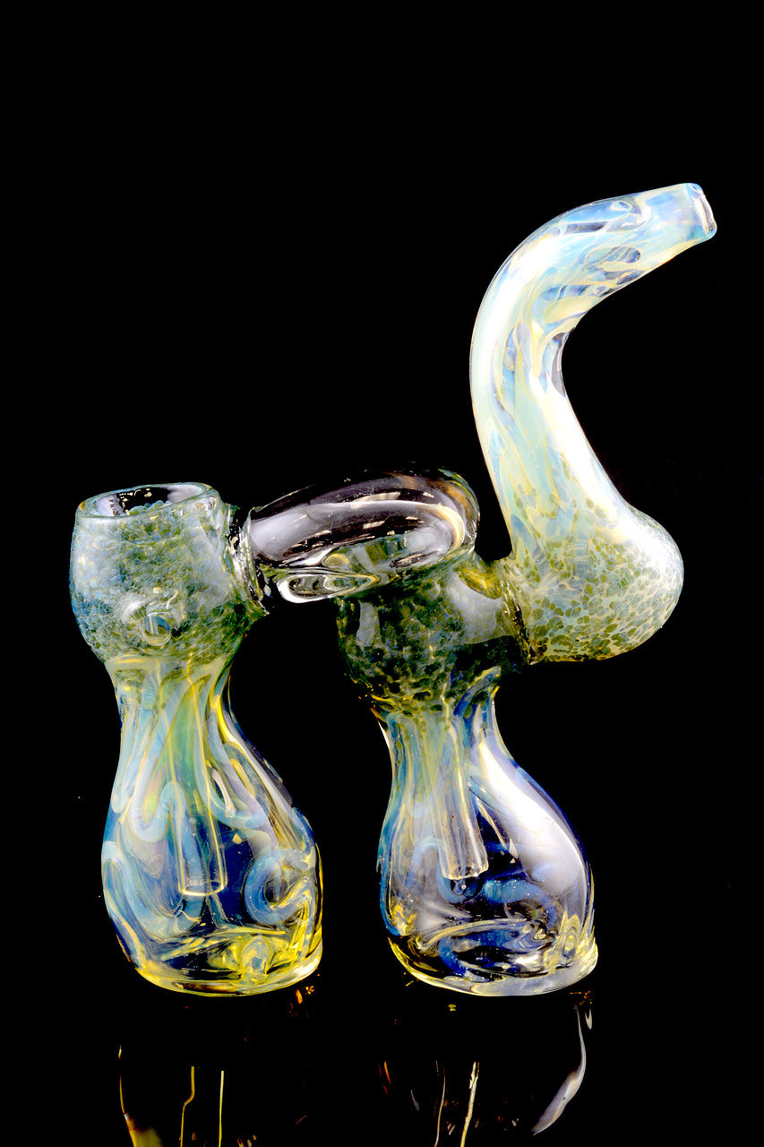 Large Color Changing Sherlock Frit Double Chamber Bubbler - B909
