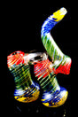 Large Color Changing Striped Double Chamber Sherlock Bubbler - B914