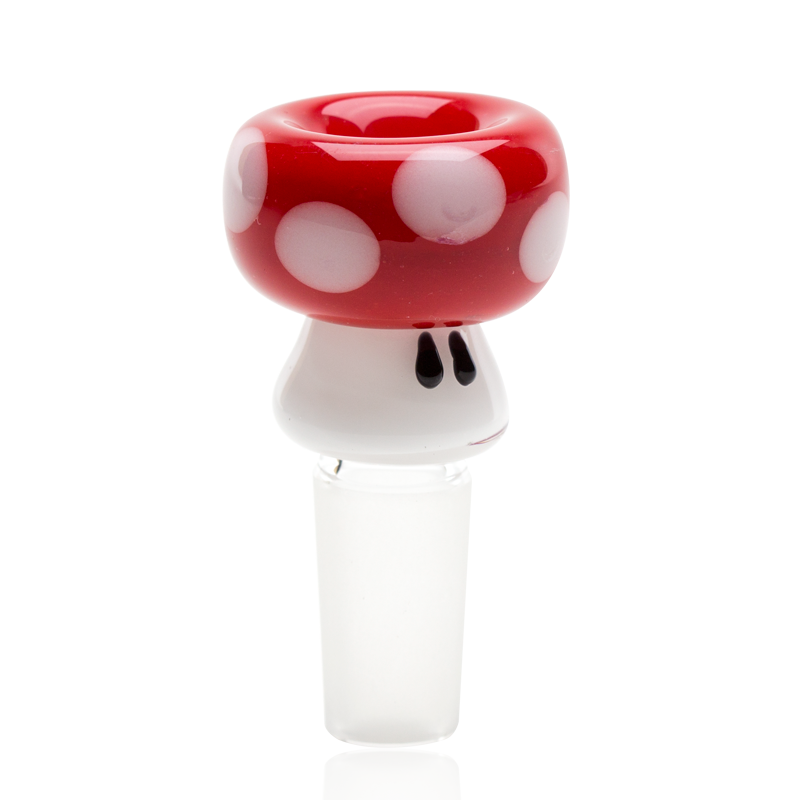 (US Made) 14.5mm Male Red Mushroom Bowl - BS564