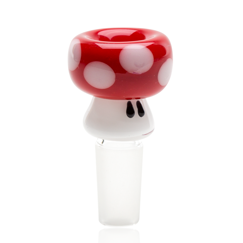 (US Made) 14.5mm Male Glow in the Dark Red Mushroom Bowl - BS564
