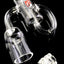 Close-up of 6B Glass terpcycler recycler banger on black background with included gear insert for smooth spinning dabs.
