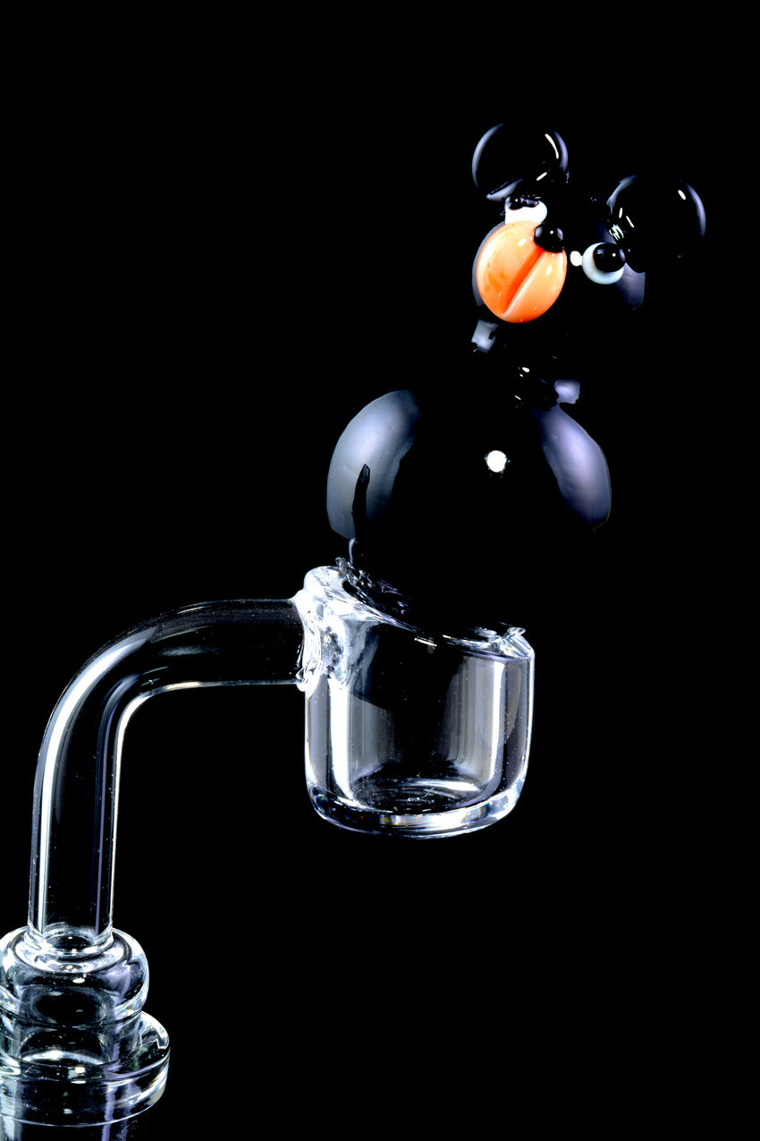 Glass Black Bear Bubble Carb Cap - BS695