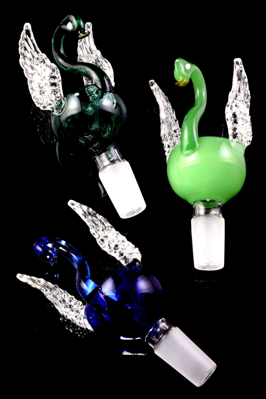 14.5mm Male Colored Swan Glass on Glass Bowl - BS734