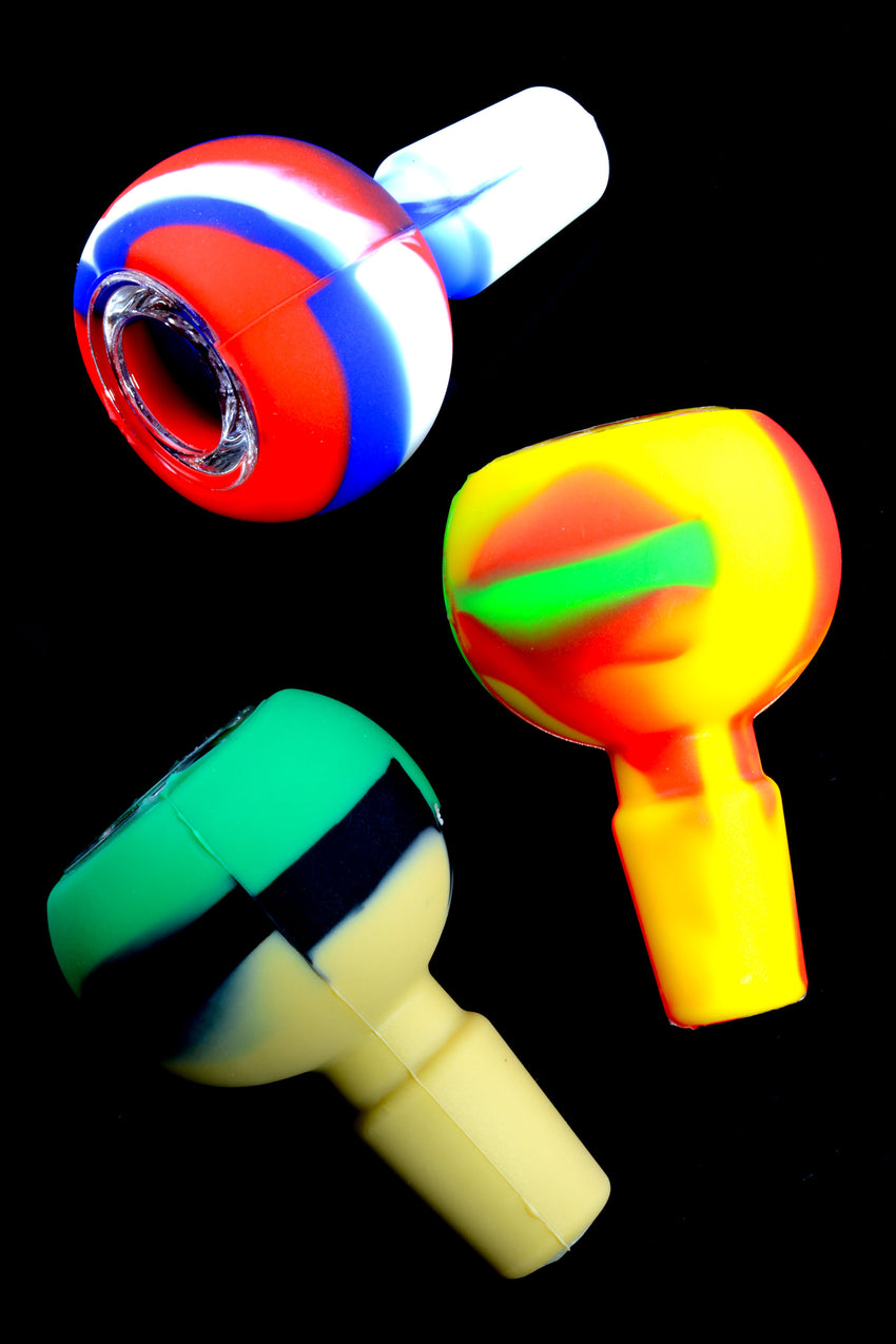 18.8mm Male Multicolor Silicone Bowl with Glass Insert - BS740