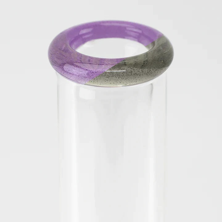 (US Made) Thick Sandblasted Glass on Glass Frosty Floral Beaker Water Pipe - WP2806