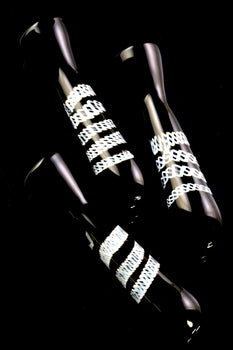 Striped Black Colored Glass Chillum - C0296