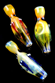 Gold Fumed Color Changing Critter Glass Chillum - C0299