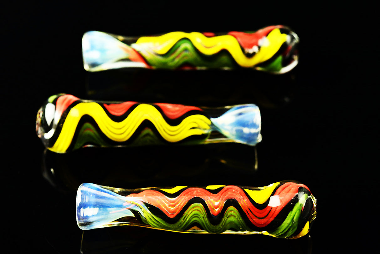 Color Changing Rasta Reverse Chillum - C179