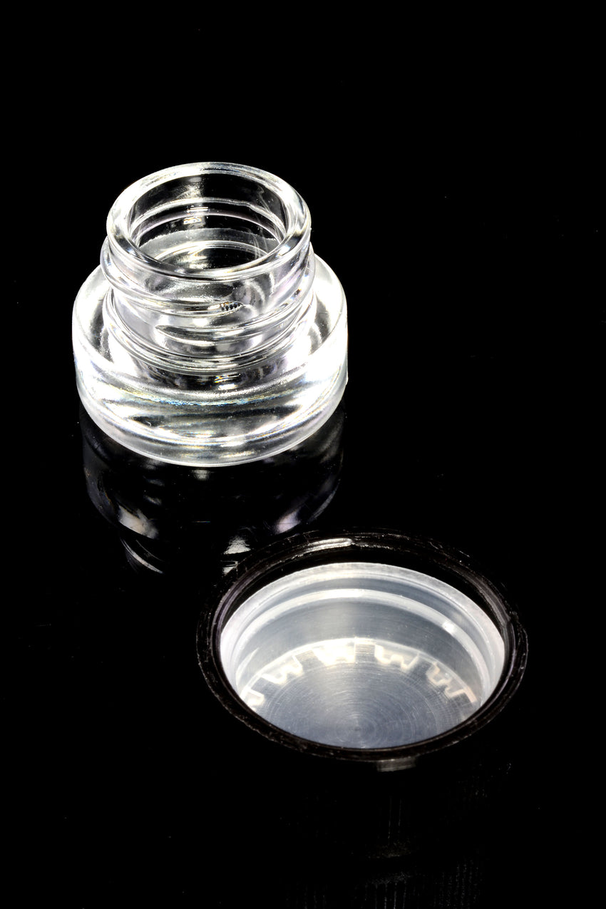 1ml Glass Wax Jar with Tamper Resistant Black Lid - J0229