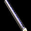Single violet-core glass bead pencil dab tool featuring blue eraser cap, striped ferrule, and precision glass point, displayed diagonally on black backdrop.