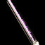 Single lavender-core glass bead concentrate tool with clear body and fine tapered point, photographed on glossy black surface for color contrast.
