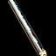 Single ice-blue bead pencil glass dabber with transparent barrel and blue eraser cap, angled on black background to highlight internal pearl array.