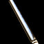 Single blue-core glass pencil dab tool with sparkling frit interior and pointed loading tip, angled on glossy black surface.
