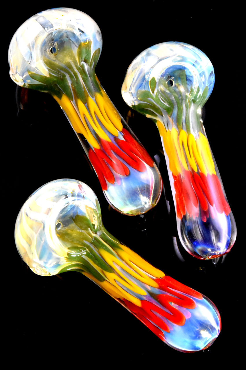 Color Changing Rasta Striped Glass Pipe - P0579