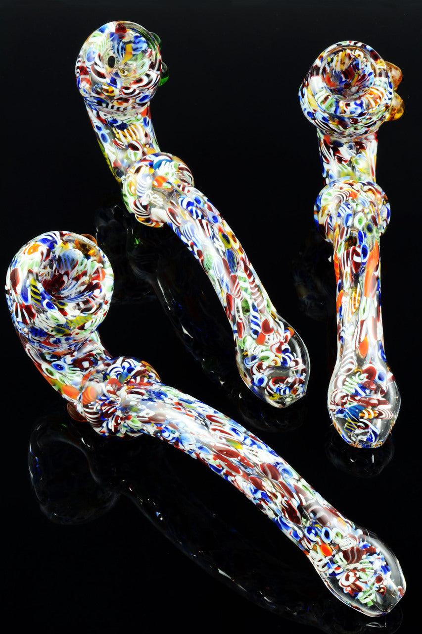 Large Confetti Sherlock Glass Pipe - P1099