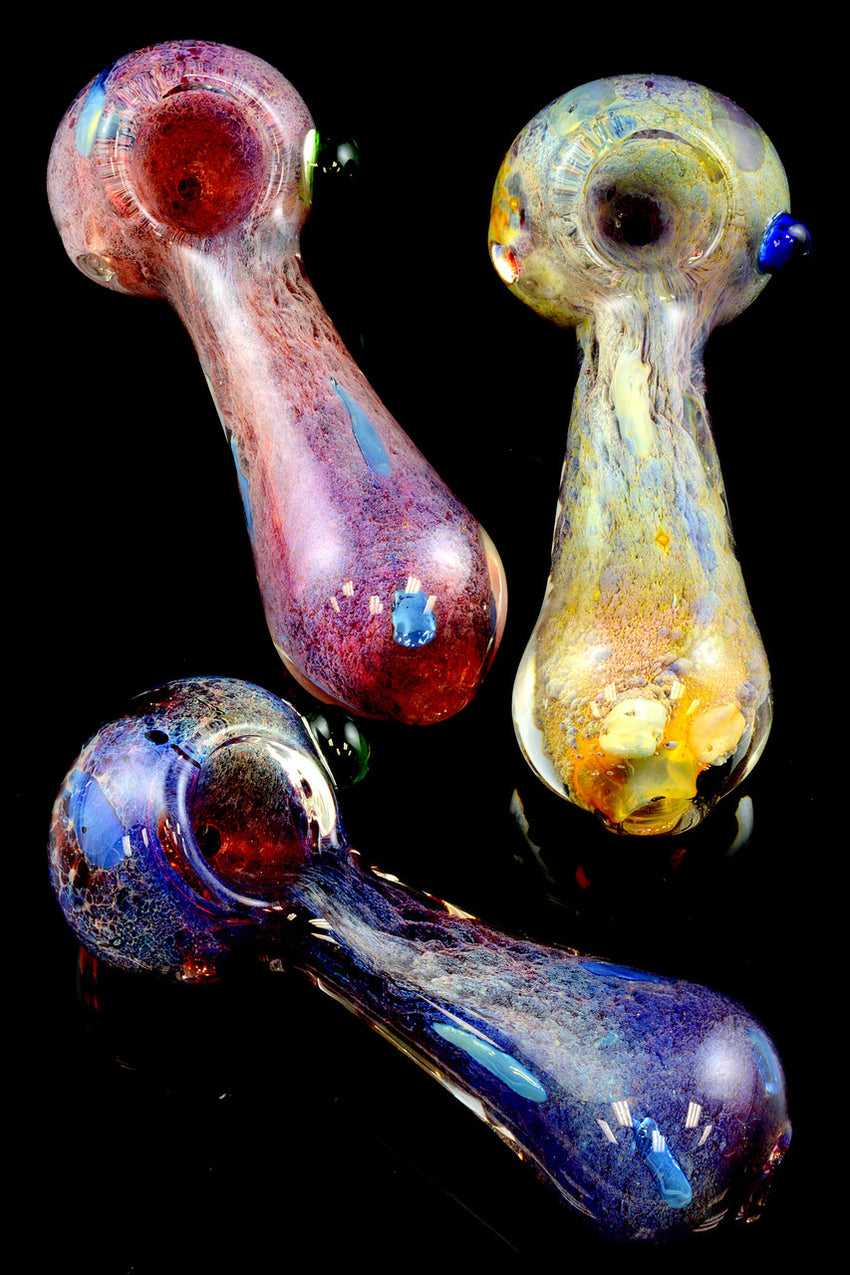 Small Silver Fumed Frit Glass Pipe - P1434