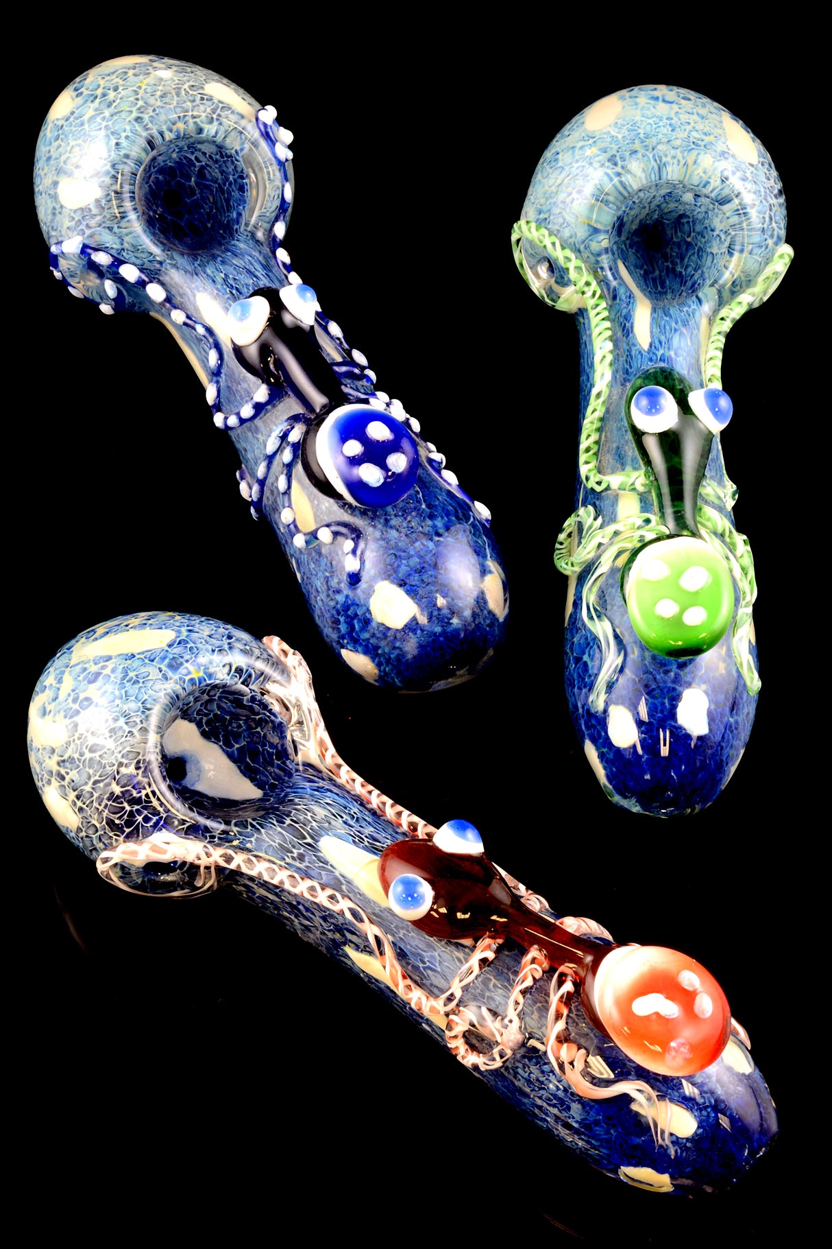 Silver Fumed Frit Glass Critter Pipe - P1501