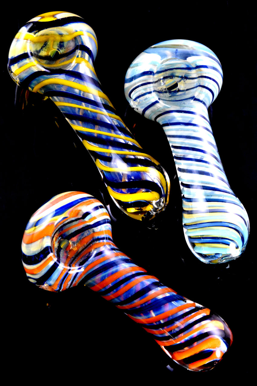 Small Color Changing Striped Glass Pipe - P1512