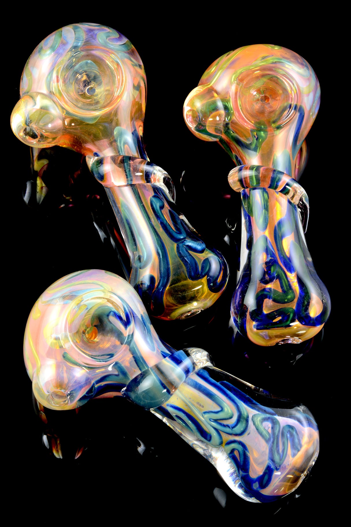 Thick Gold Fumed Color Changing Glass Pipe - P1671