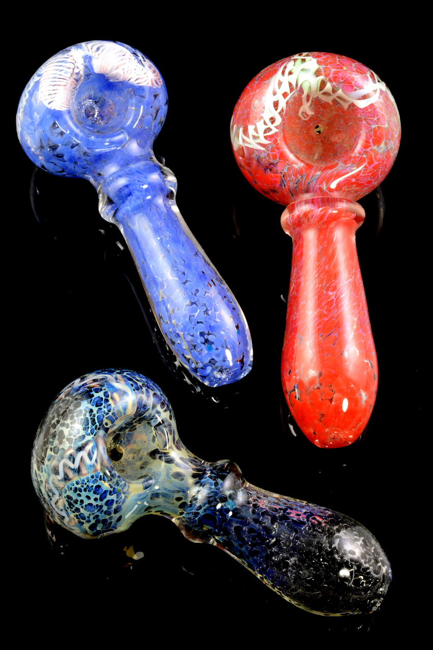 Small Silver Fumed Frit Glass Pipe - P1779