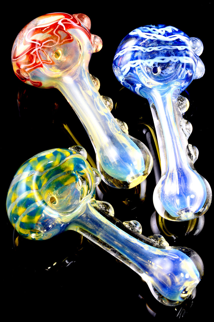 Small Color Changing Striped Glass Pipe - P1898