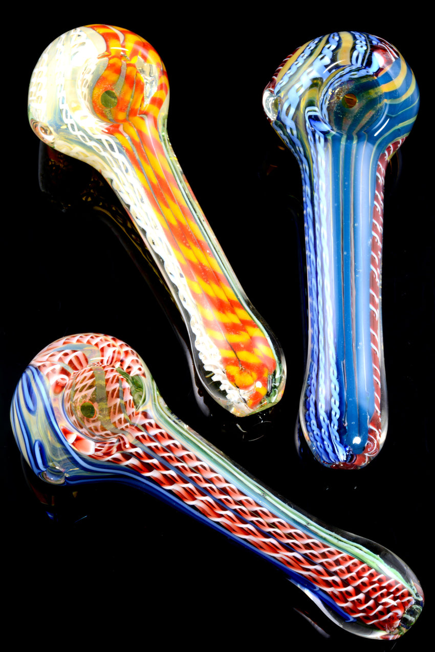 Color Changing Striped Glass Pipe - P1937