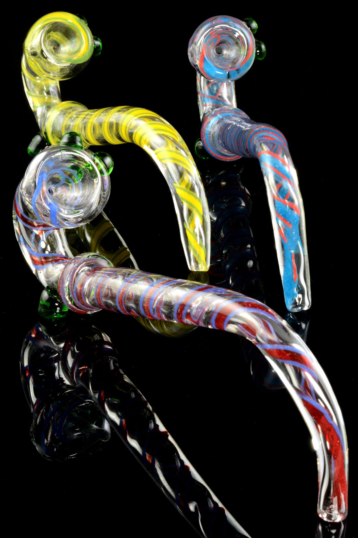 Swirl Striped Ribbon Sherlock Glass Pipe - P2028