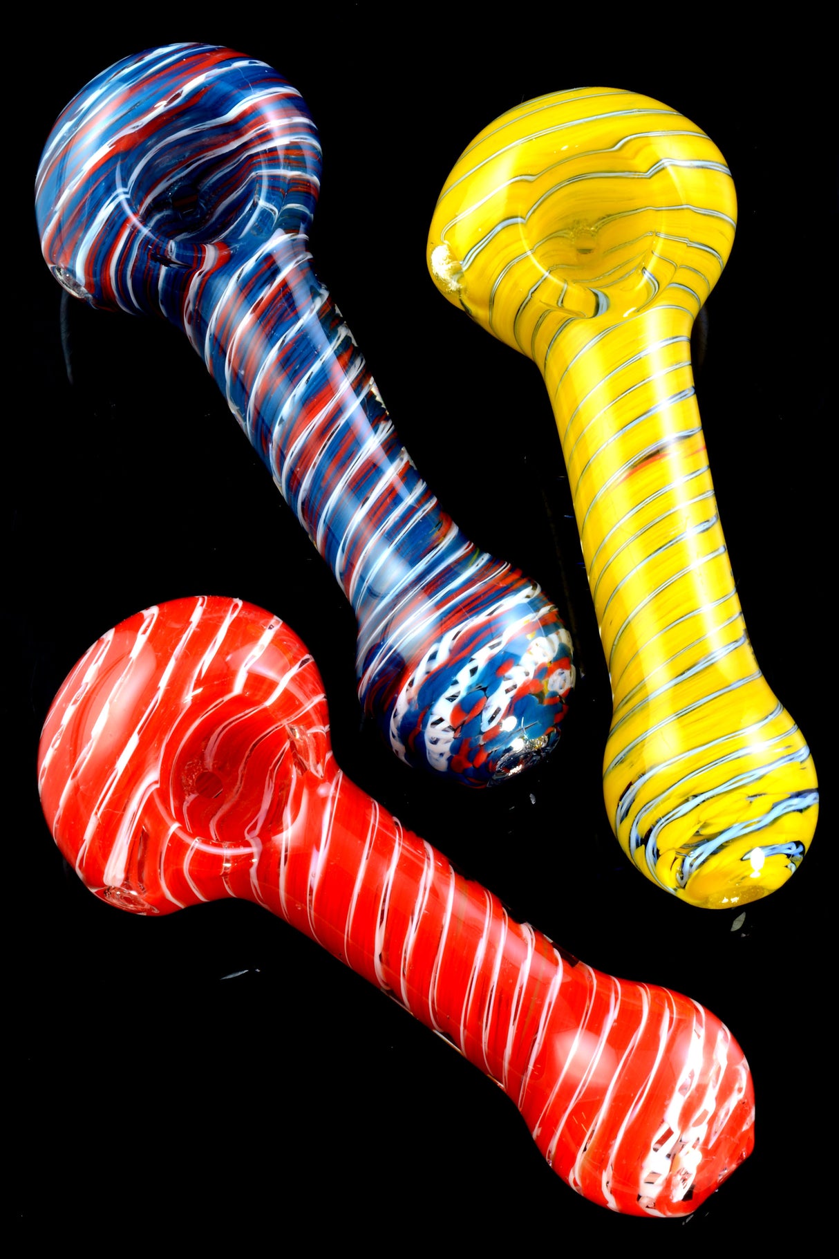 Colorful Frit Spiral Striped Glass Pipe - P2066