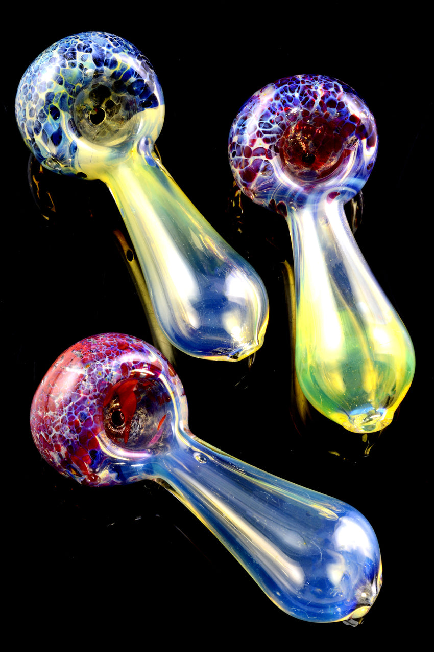 Small Color Changing Silver Fumed Frit Glass Pipe - P2079