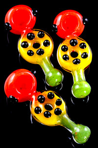 Thick Rasta Frit Donut Hole Glass Pipe - P2294