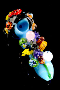 Empire Glassworks Great Barrier Reef glass spoon pipe with octopus, seahorse, and other ocean accents.