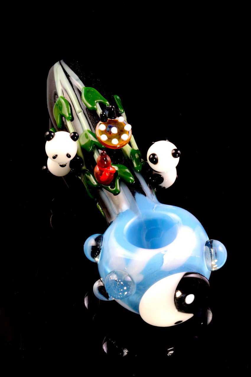 (US Made) Small Climbing Pandas Spoon Pipe - P2396